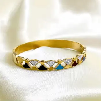 Geometric Square Colorful Zircon Bracelet 